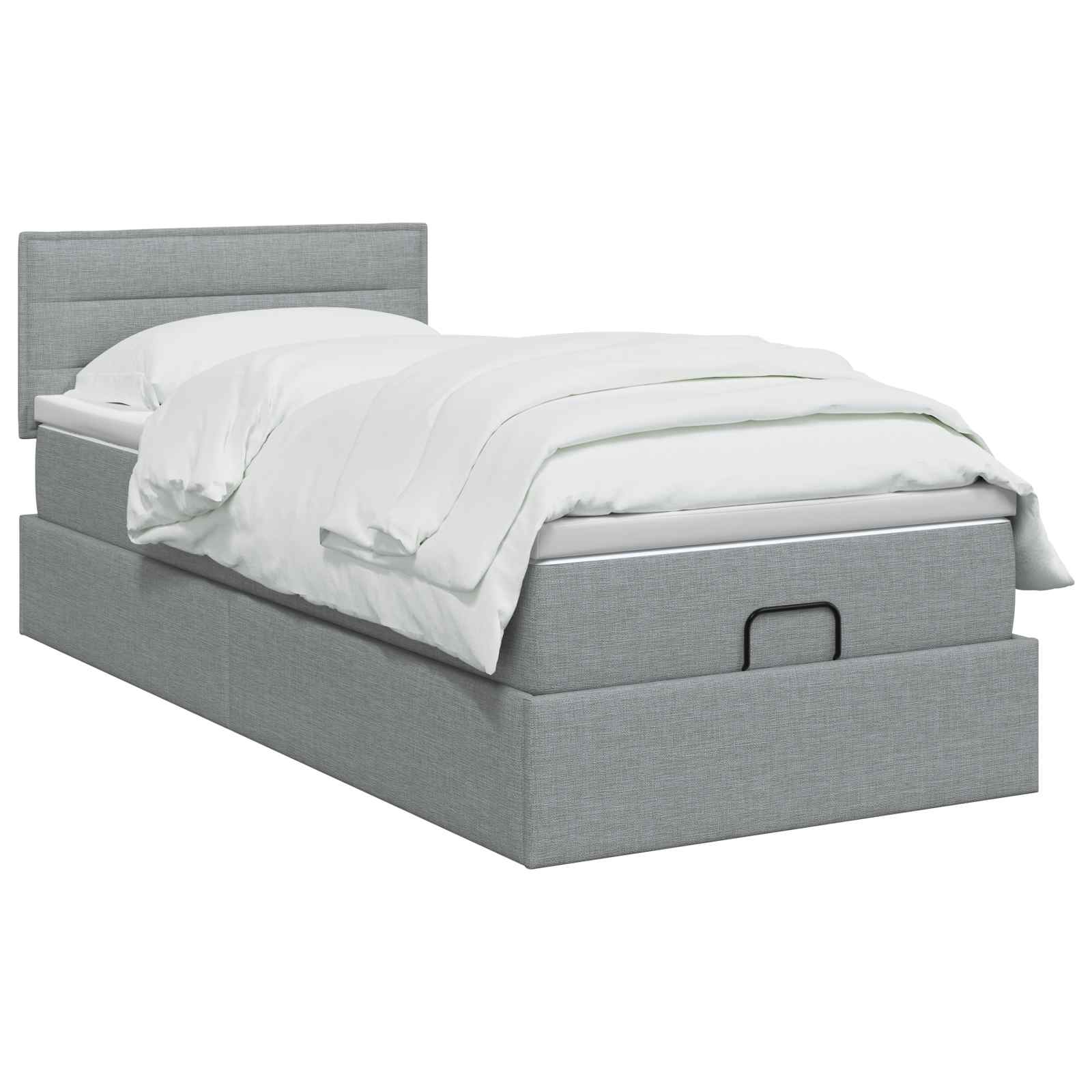 Lit coffre avec matelas et LED Gris clair 80 x 200 cm Tissu - XIOS