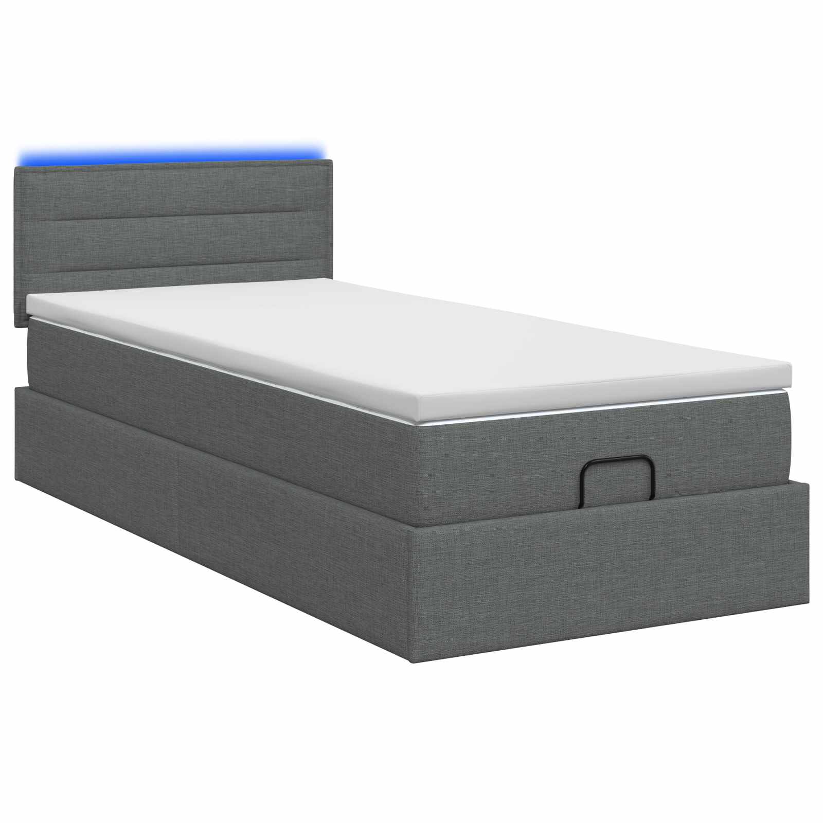 Lit coffre avec matelas et LED Gris foncé 80 x 200 cm Tissu - XIOS