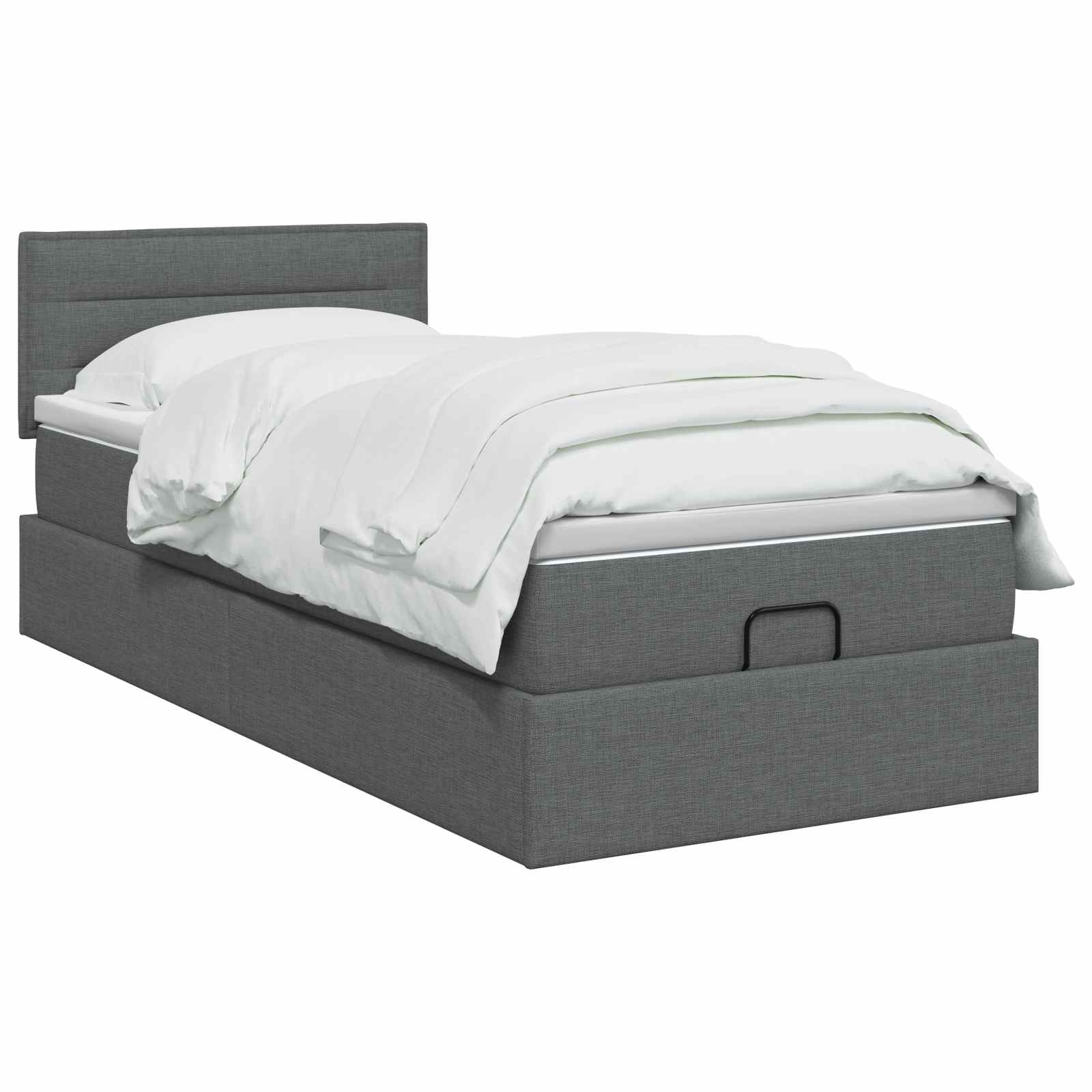 Lit coffre avec matelas et LED Gris foncé 80 x 200 cm Tissu - XIOS