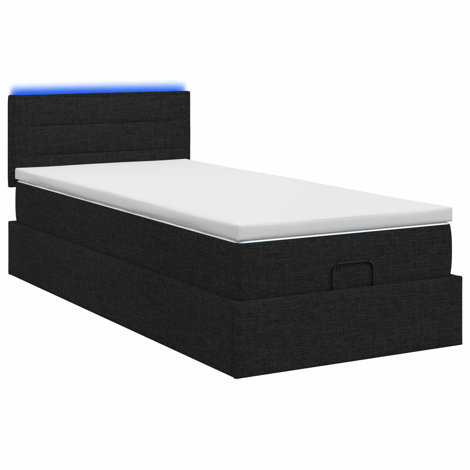 Lit coffre avec matelas et LED Noir 80 x 200 cm Tissu - XIOS