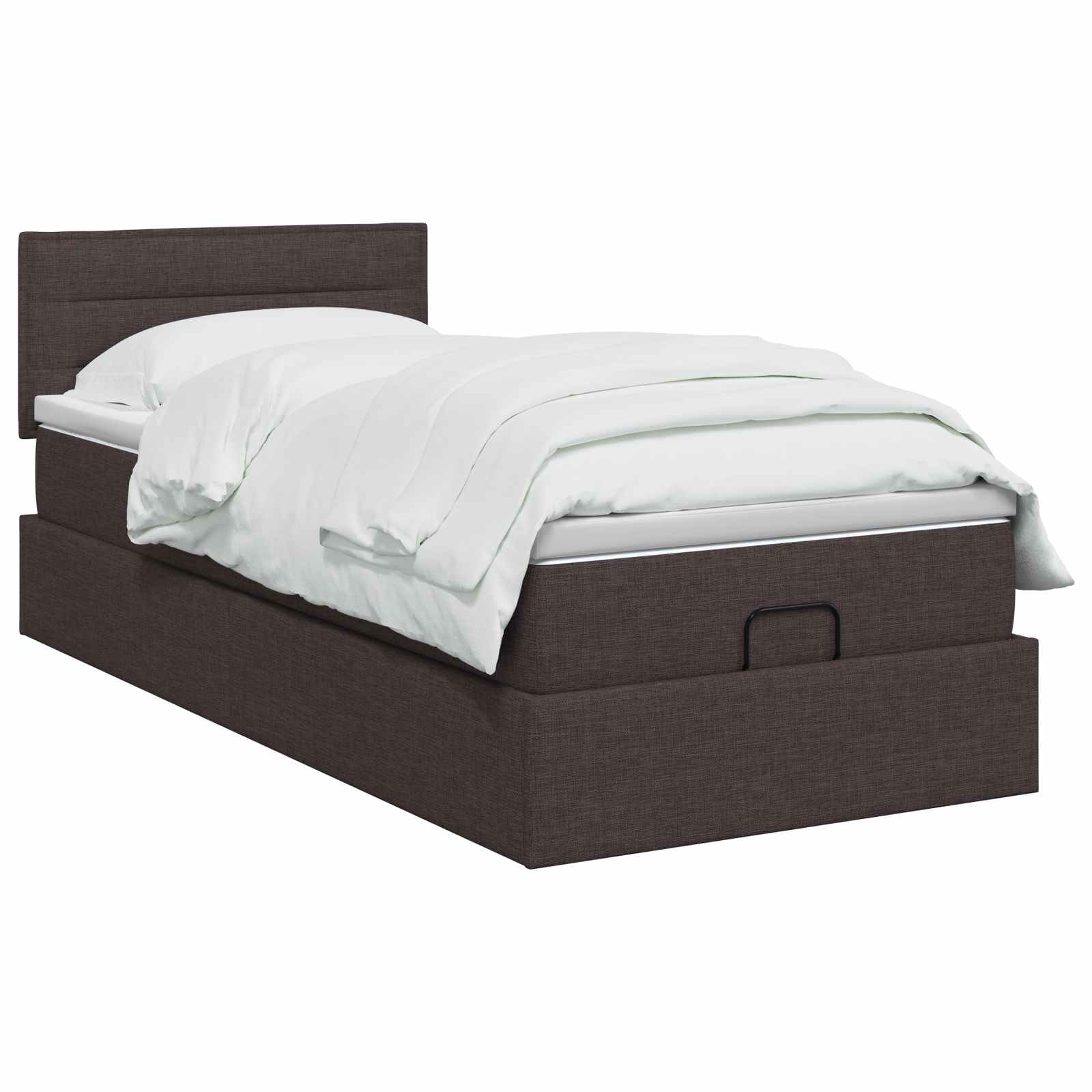 Lit coffre avec matelas et LED Marron foncé 80 x 200 cm Tissu - XIOS