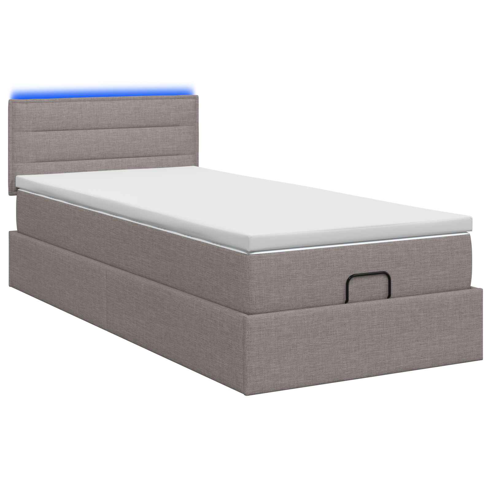Lit coffre avec matelas et LED Taupe 80 x 200 cm Tissu - XIOS