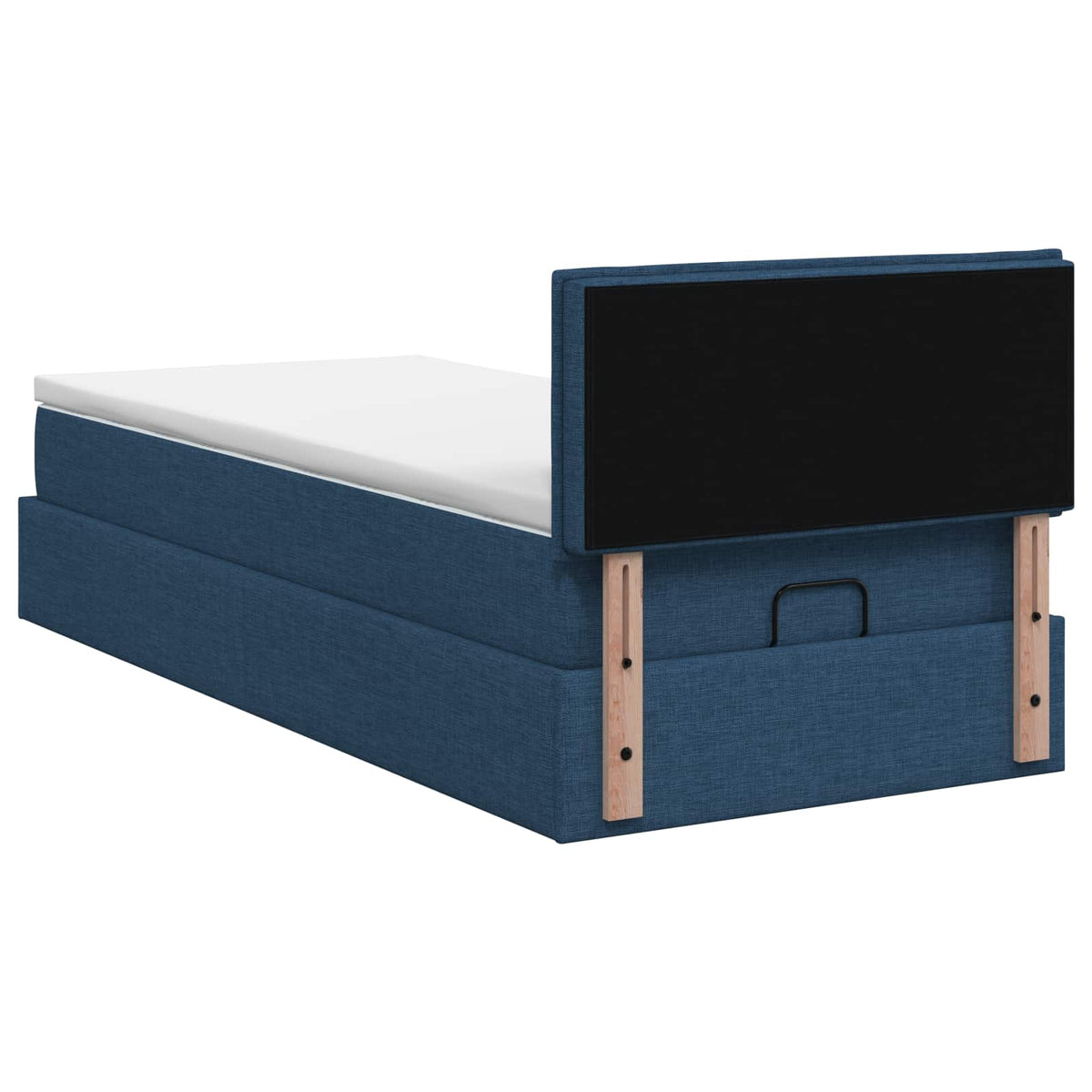 Lit coffre avec matelas et LED Bleu 90 x 190 cm Tissu