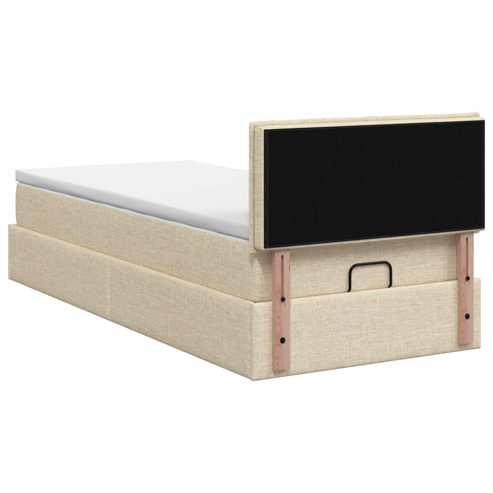 Lit coffre avec matelas et LED Crème 100 x 200 cm Tissu - XIOS