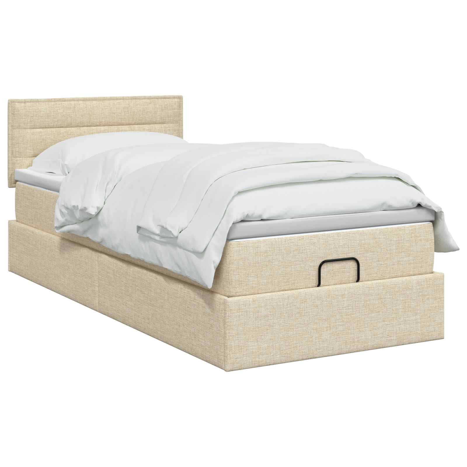 Lit coffre avec matelas et LED Crème 100 x 200 cm Tissu - XIOS
