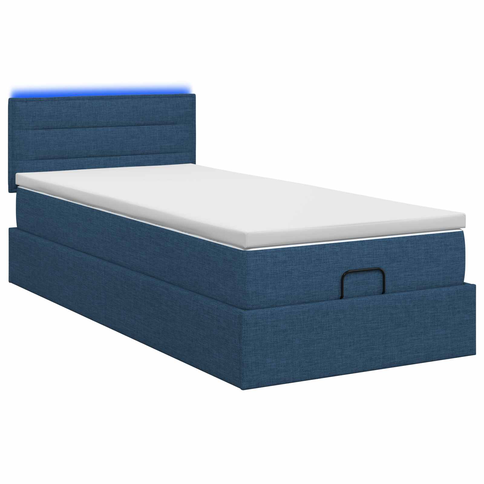 Lit coffre avec matelas et LED Bleu 100 x 200 cm Tissu - XIOS