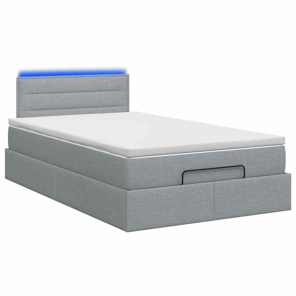 Lit coffre avec matelas et LED Gris clair 120 x 200 cm Tissu