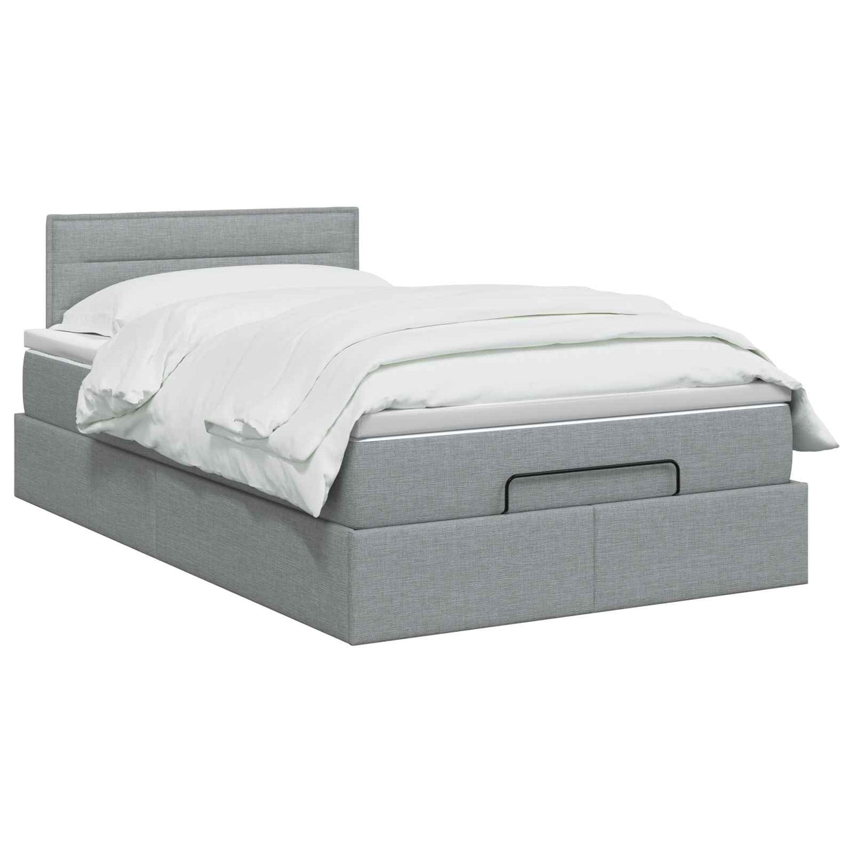 Lit coffre avec matelas et LED Gris clair 120 x 200 cm Tissu