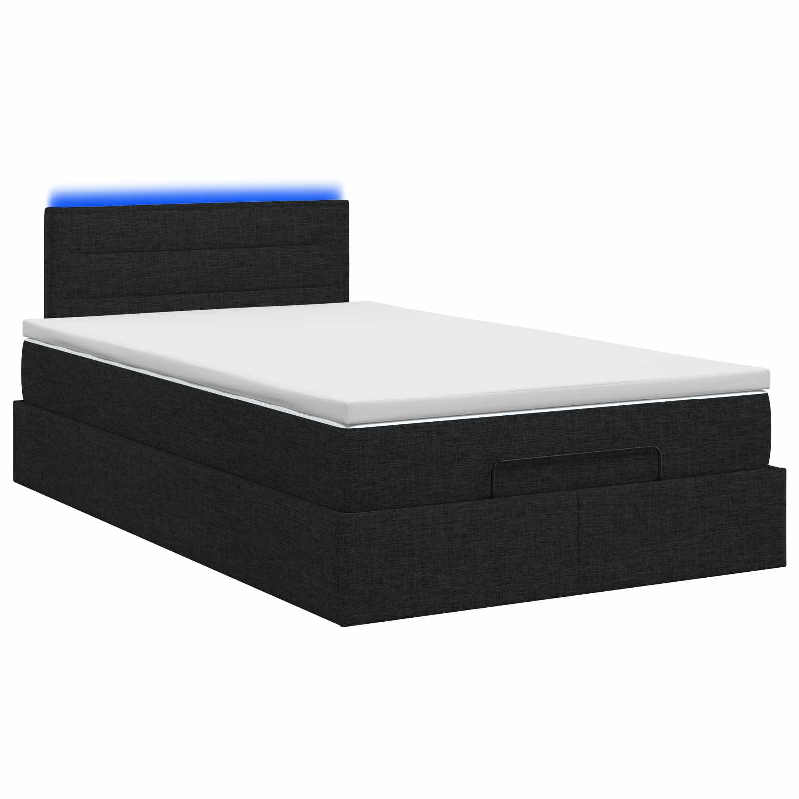 Lit coffre avec matelas et LED Noir 120 x 200 cm Tissu