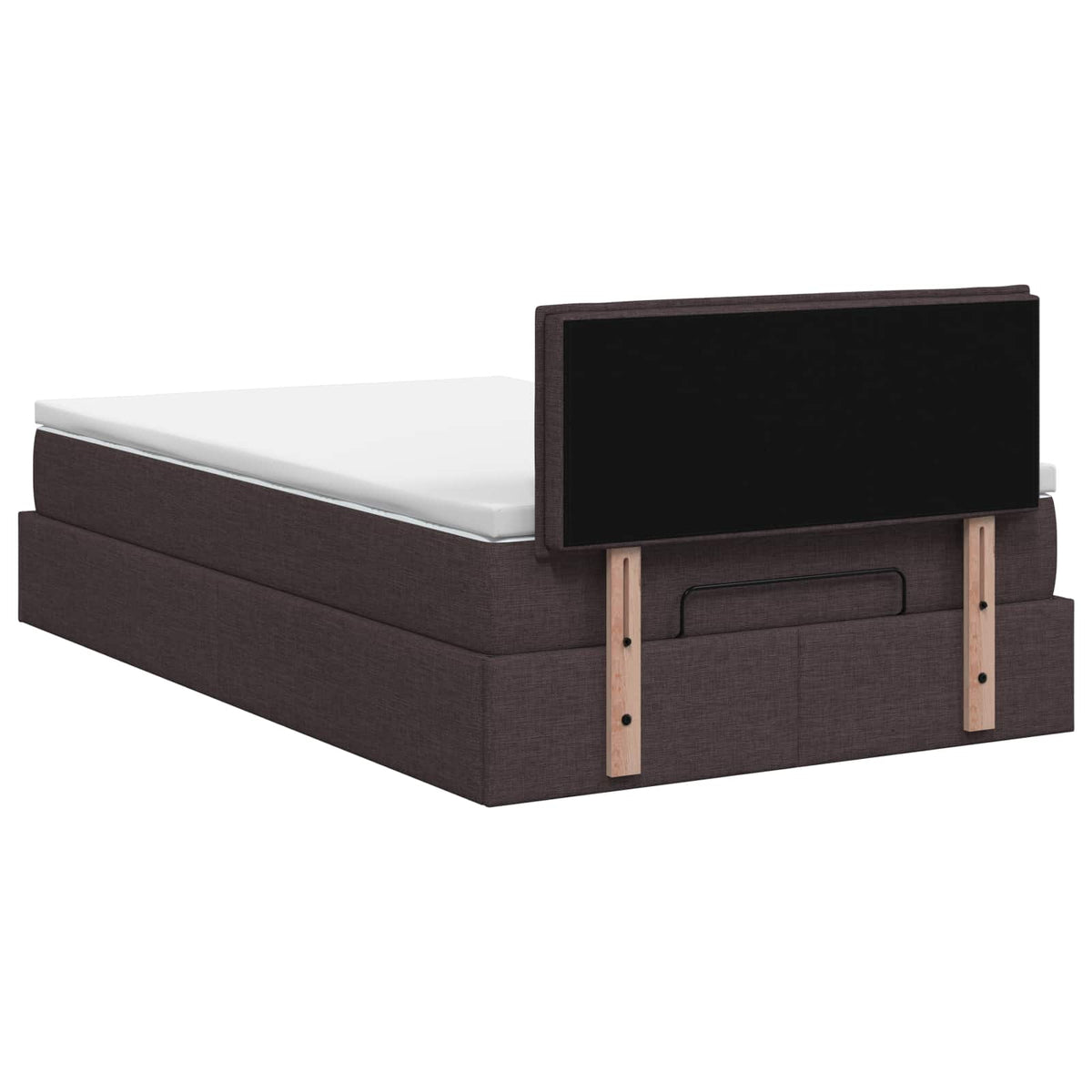Lit coffre avec matelas et LED Marron foncé 120 x 200 cm Tissu