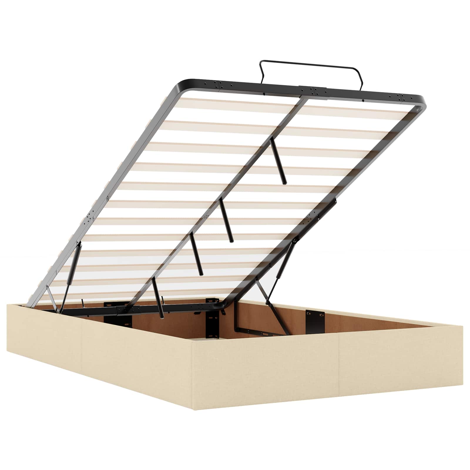 Lit coffre avec matelas et LED Crème 120 x 200 cm Tissu