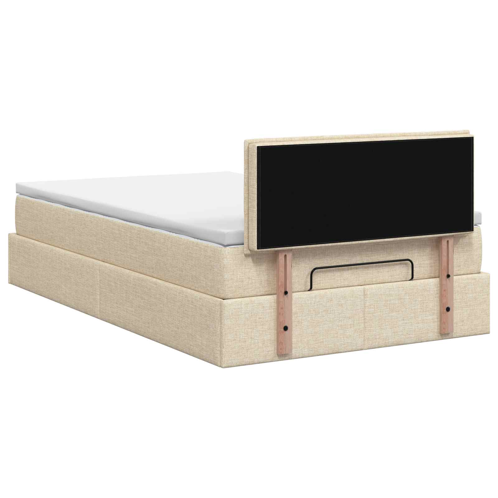 Lit coffre avec matelas et LED Crème 120 x 200 cm Tissu