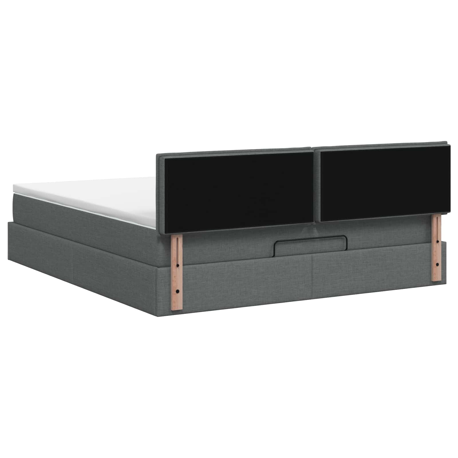 Lit coffre avec matelas et LED Gris foncé 140 x 190 cm Tissu