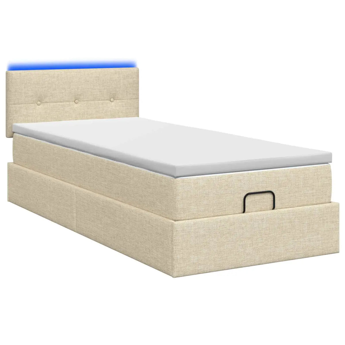 Lit coffre avec matelas et LED Crème 80 x 200 cm Tissu - XIOS