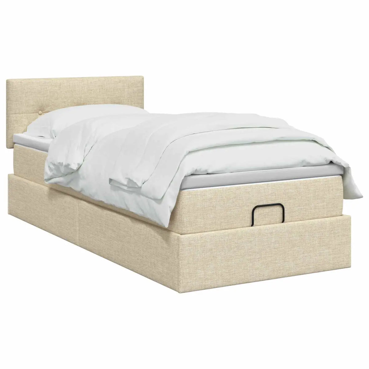 Lit coffre avec matelas et LED Crème 80 x 200 cm Tissu - XIOS