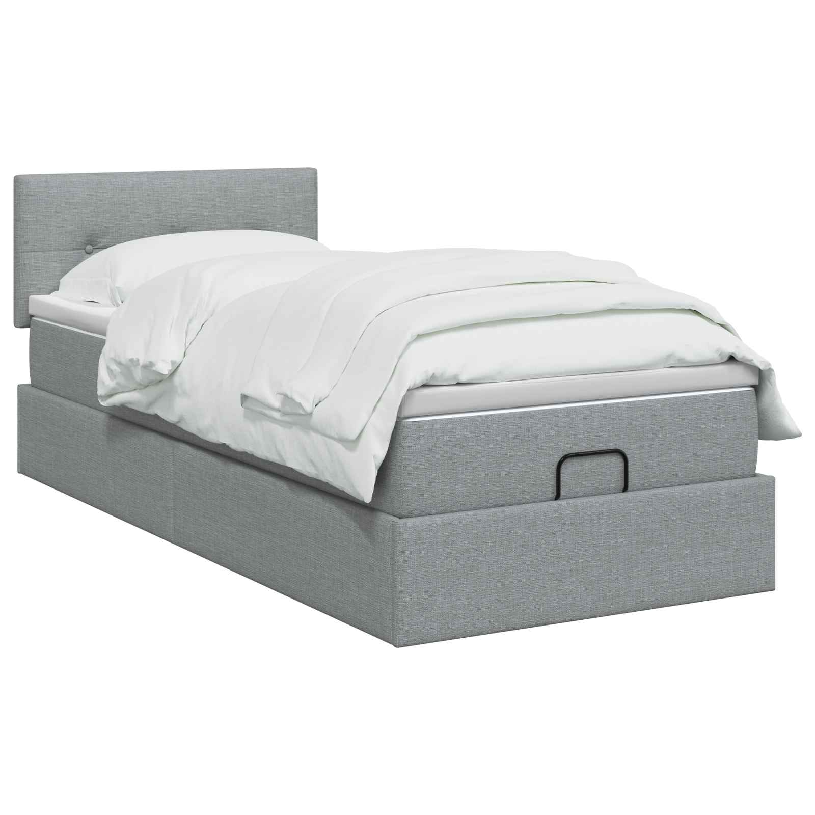 Lit coffre avec matelas et LED Gris clair 90 x 190 cm Tissu - XIOS