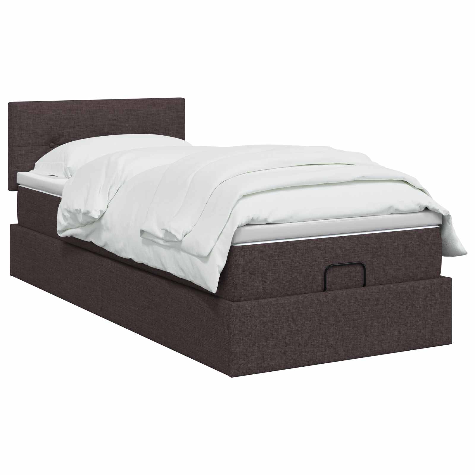 Lit coffre avec matelas et LED Marron foncé 90 x 190 cm Tissu - XIOS