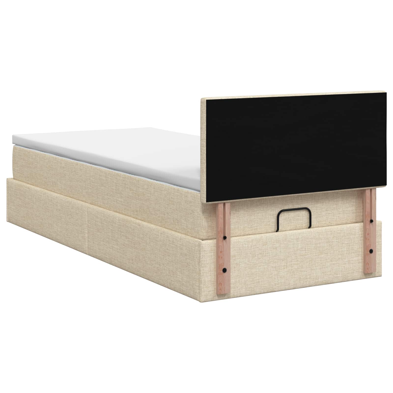 Lit coffre avec matelas et LED Crème 90 x 190 cm Tissu - XIOS