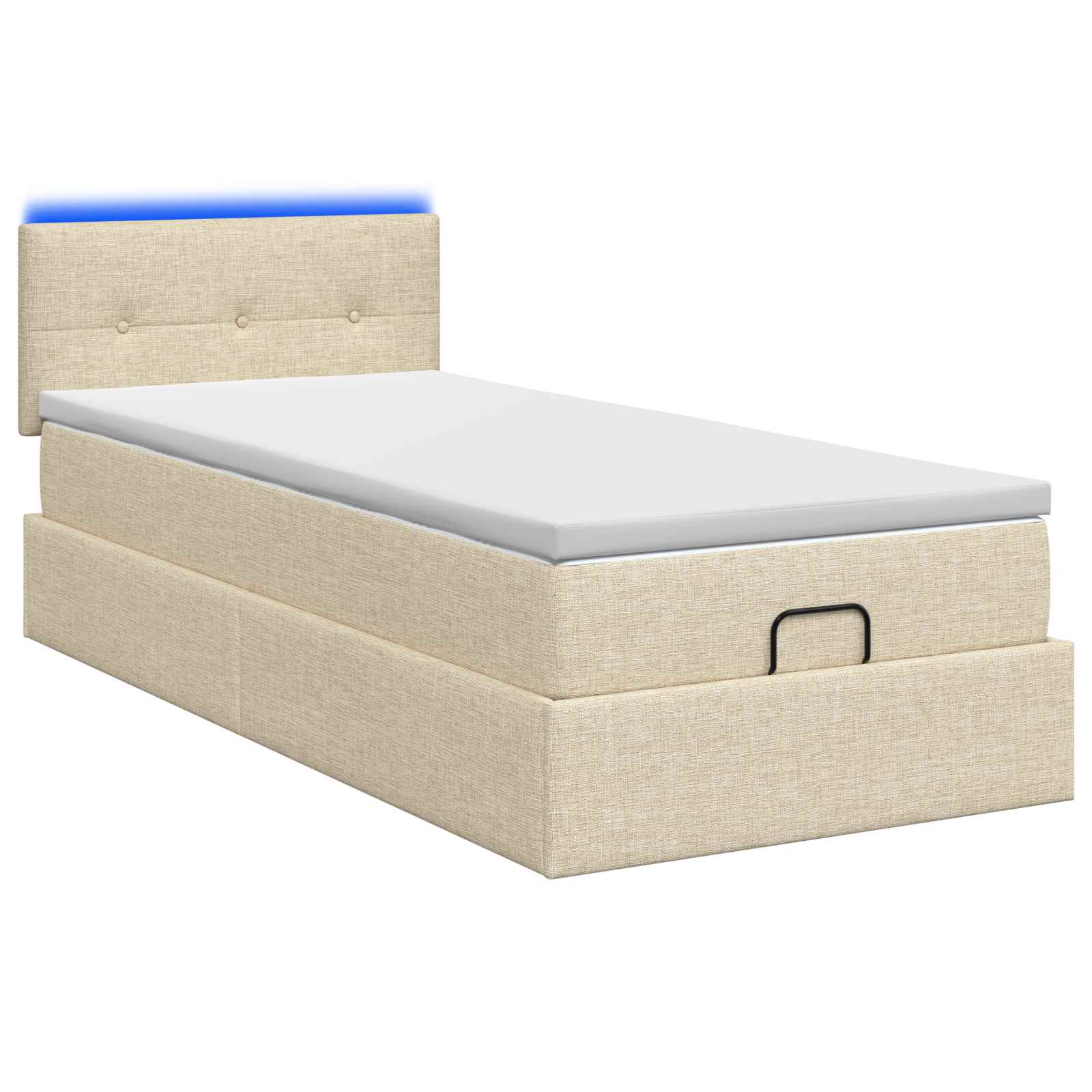 Lit coffre avec matelas et LED Crème 90 x 200 cm Tissu - XIOS