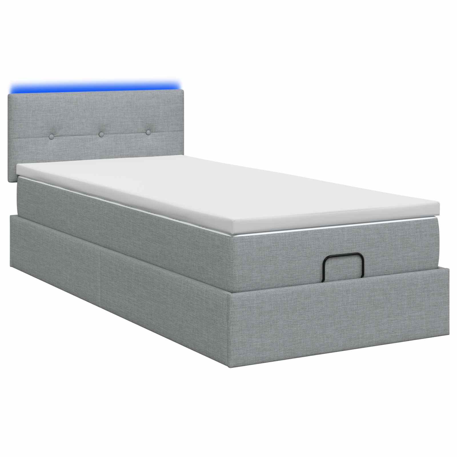 Lit coffre avec matelas et LED Gris clair 100 x 200 cm Tissu