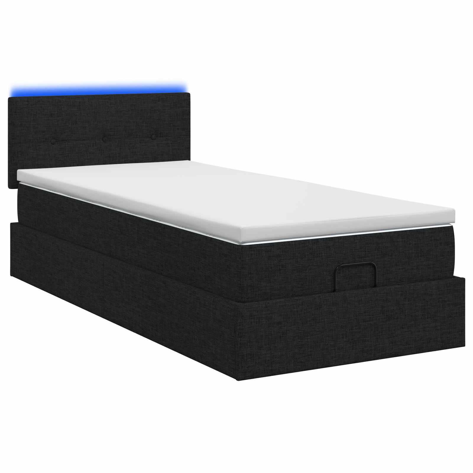 Lit coffre avec matelas et LED Noir 100 x 200 cm Tissu - XIOS