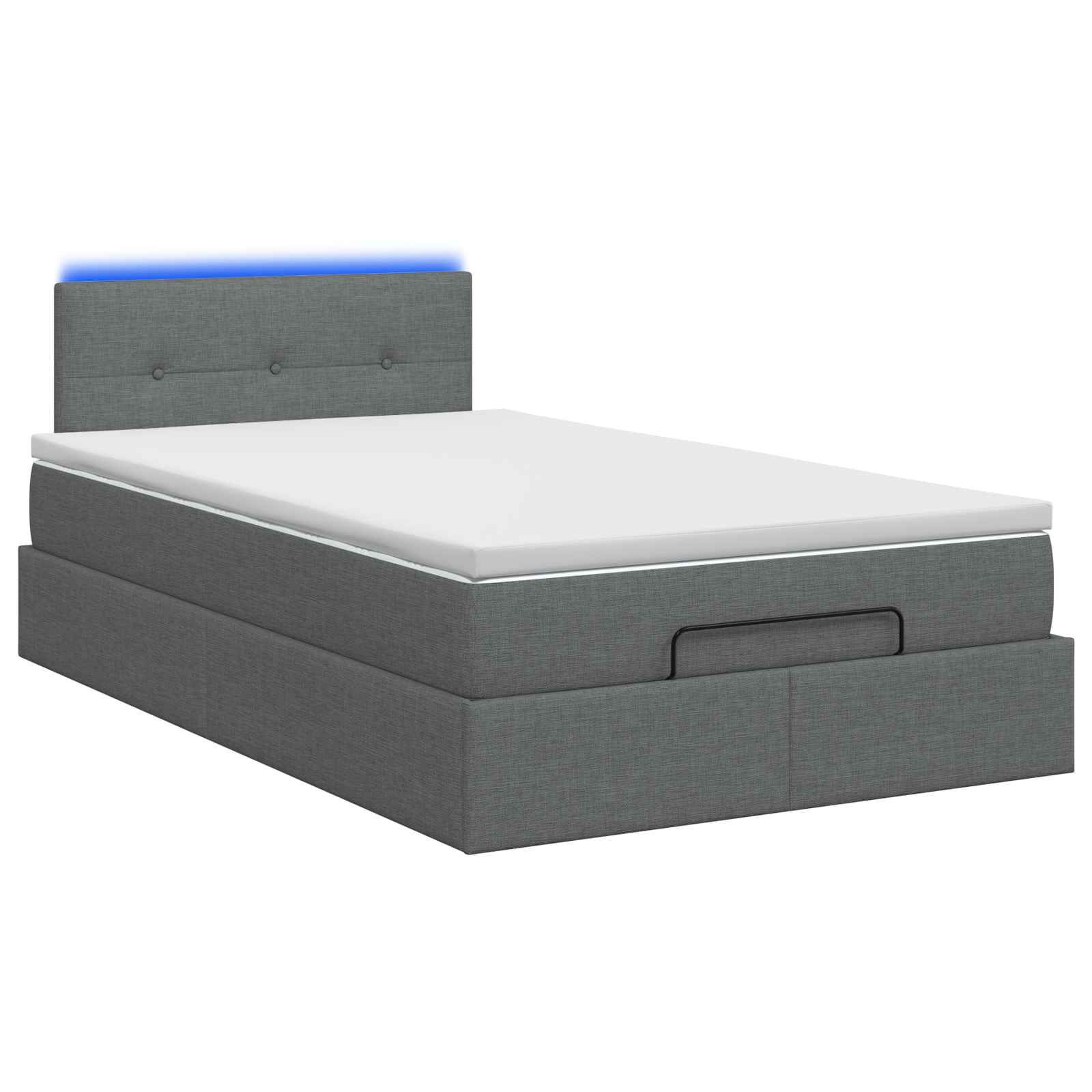 Lit coffre avec matelas et LED Gris foncé 120 x 190 cm Tissu