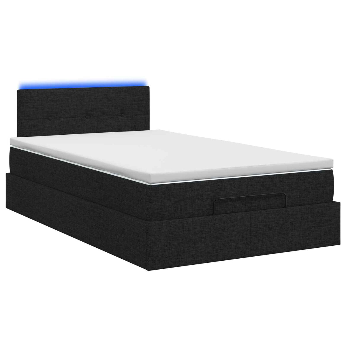 Lit coffre avec matelas et LED Noir 120 x 190 cm Tissu