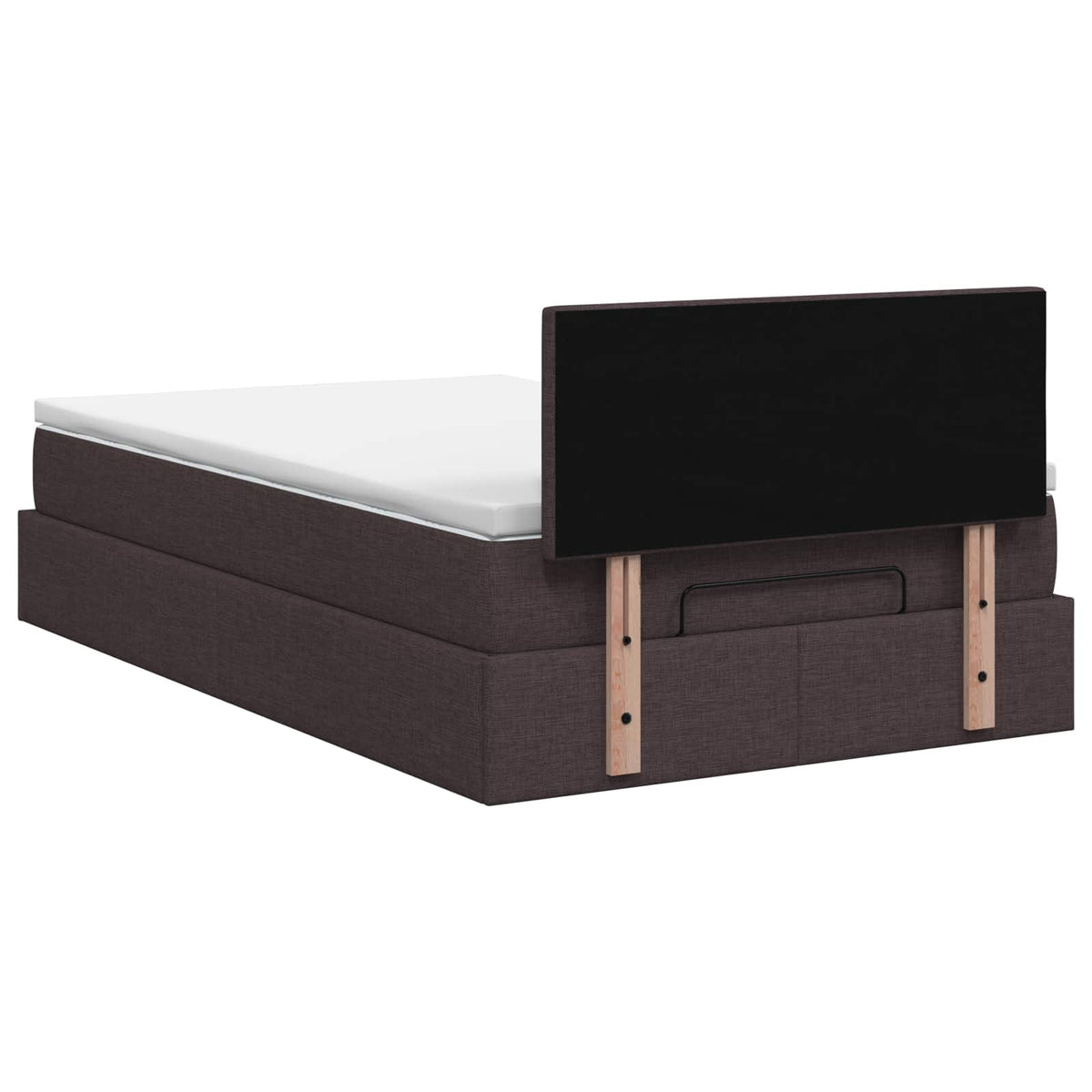 Lit coffre avec matelas et LED Marron foncé 120 x 190 cm Tissu
