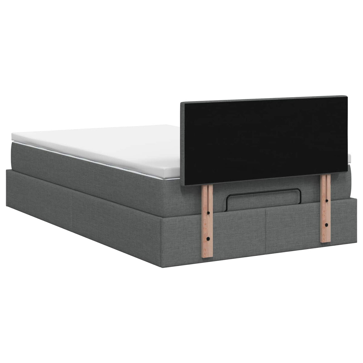Lit coffre avec matelas et LED Gris foncé 120 x 200 cm Tissu