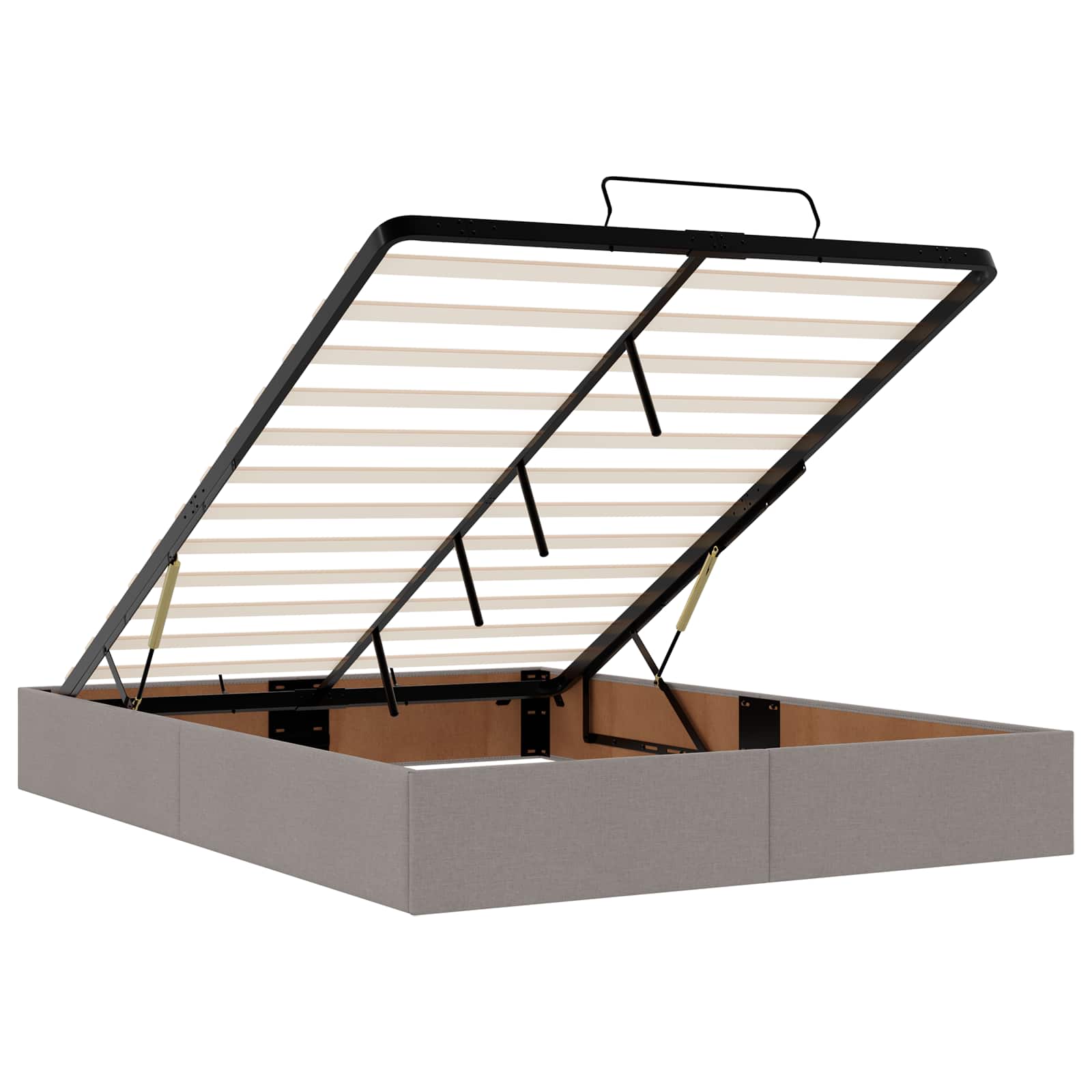 Lit coffre avec matelas et LED Taupe 140 x 190 cm Tissu