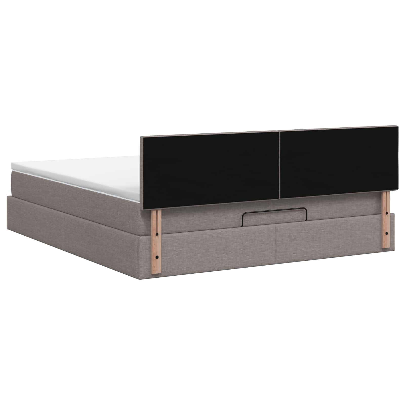 Lit coffre avec matelas et LED Taupe 140 x 190 cm Tissu