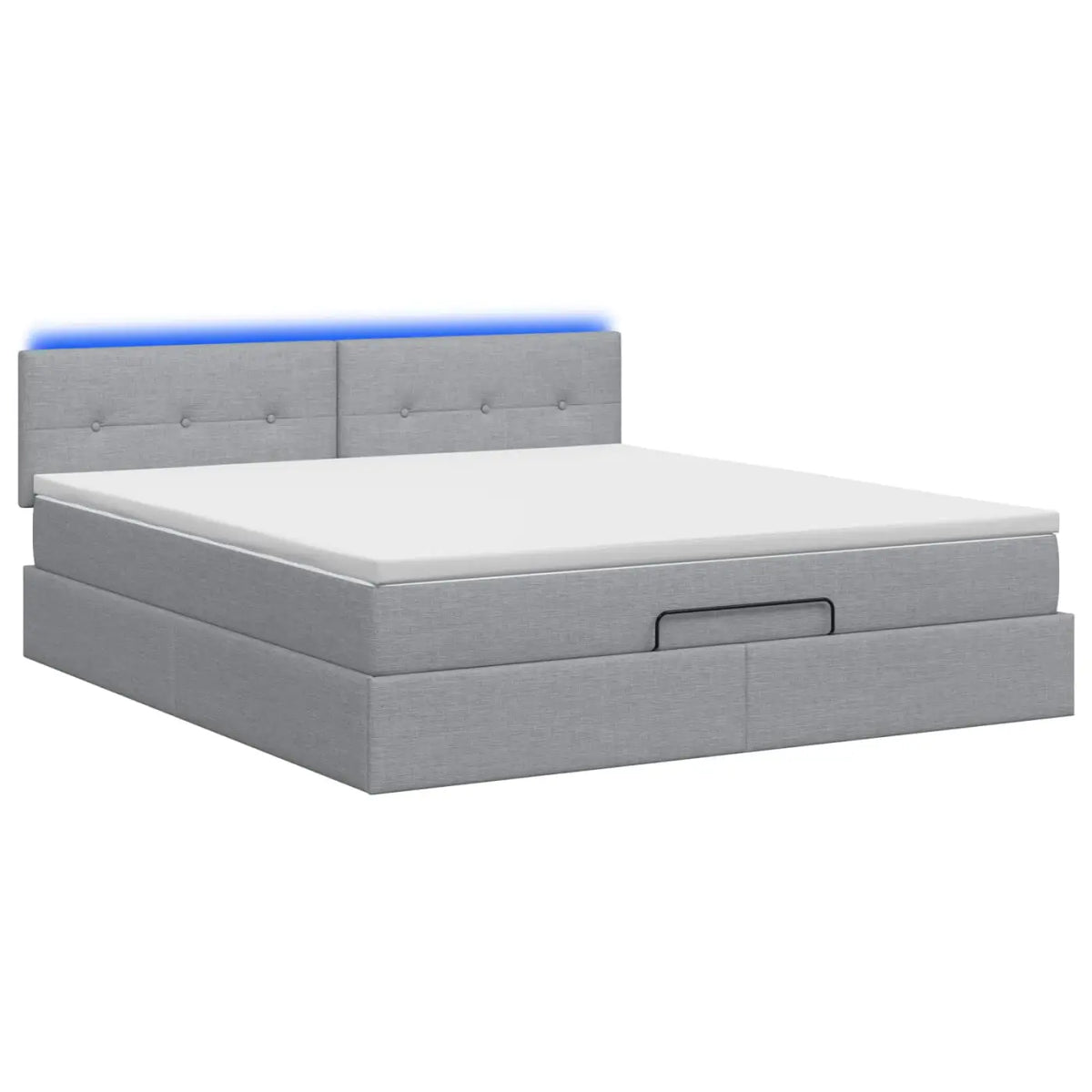 Lit coffre avec matelas et LED Gris clair 140 x 200 cm Tissu - XIOS