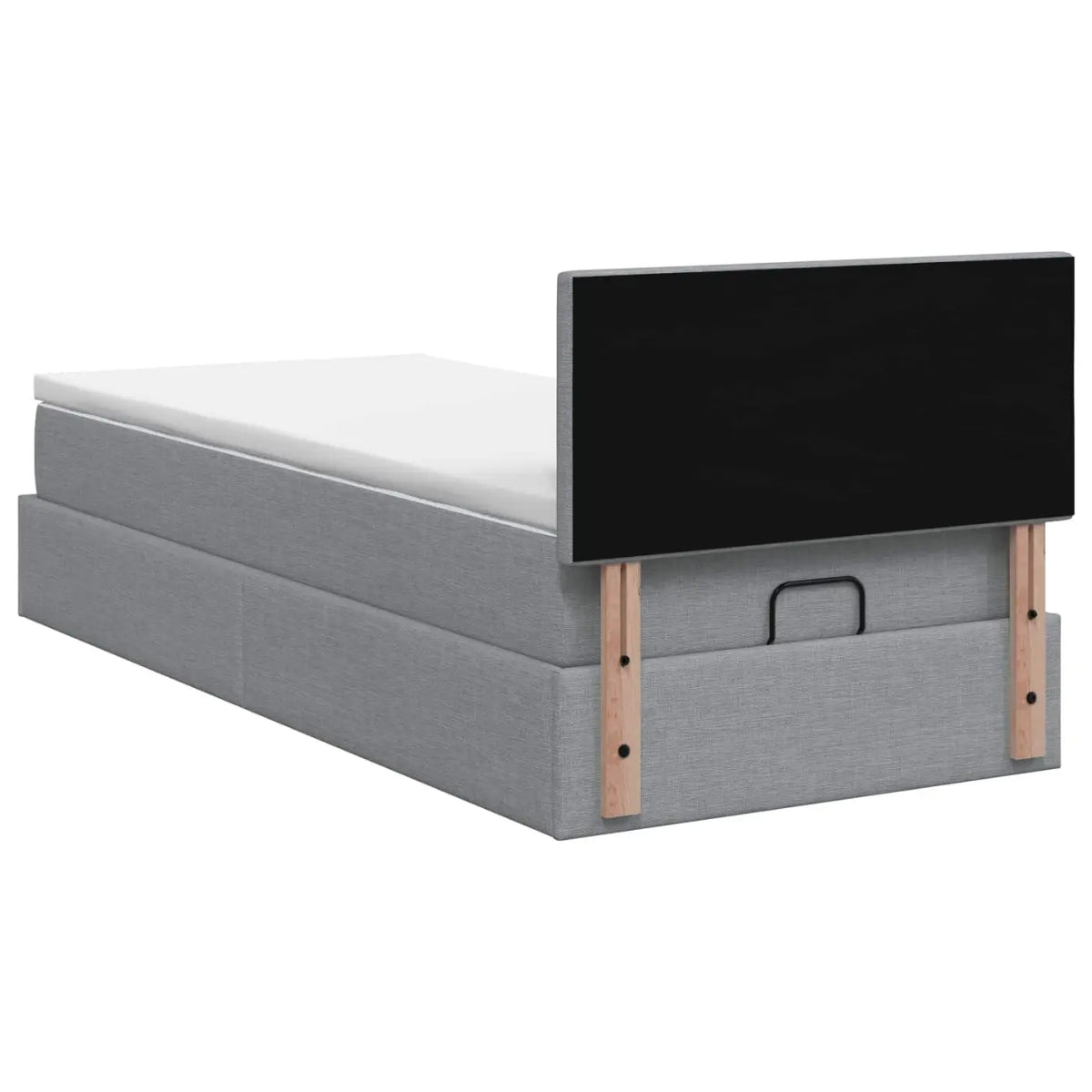 Lit coffre avec matelas et LED Gris clair 80 x 200 cm Tissu - XIOS