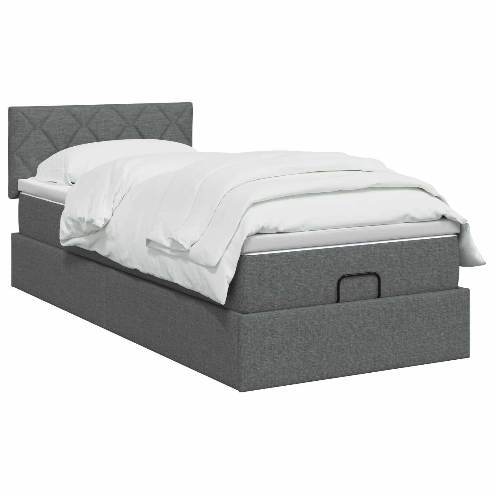 Lit coffre avec matelas et LED Gris foncé 90 x 190 cm Tissu - XIOS