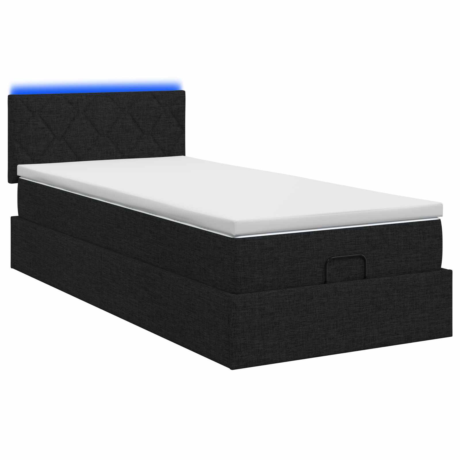 Lit coffre avec matelas et LED Noir 90 x 190 cm Tissu - XIOS
