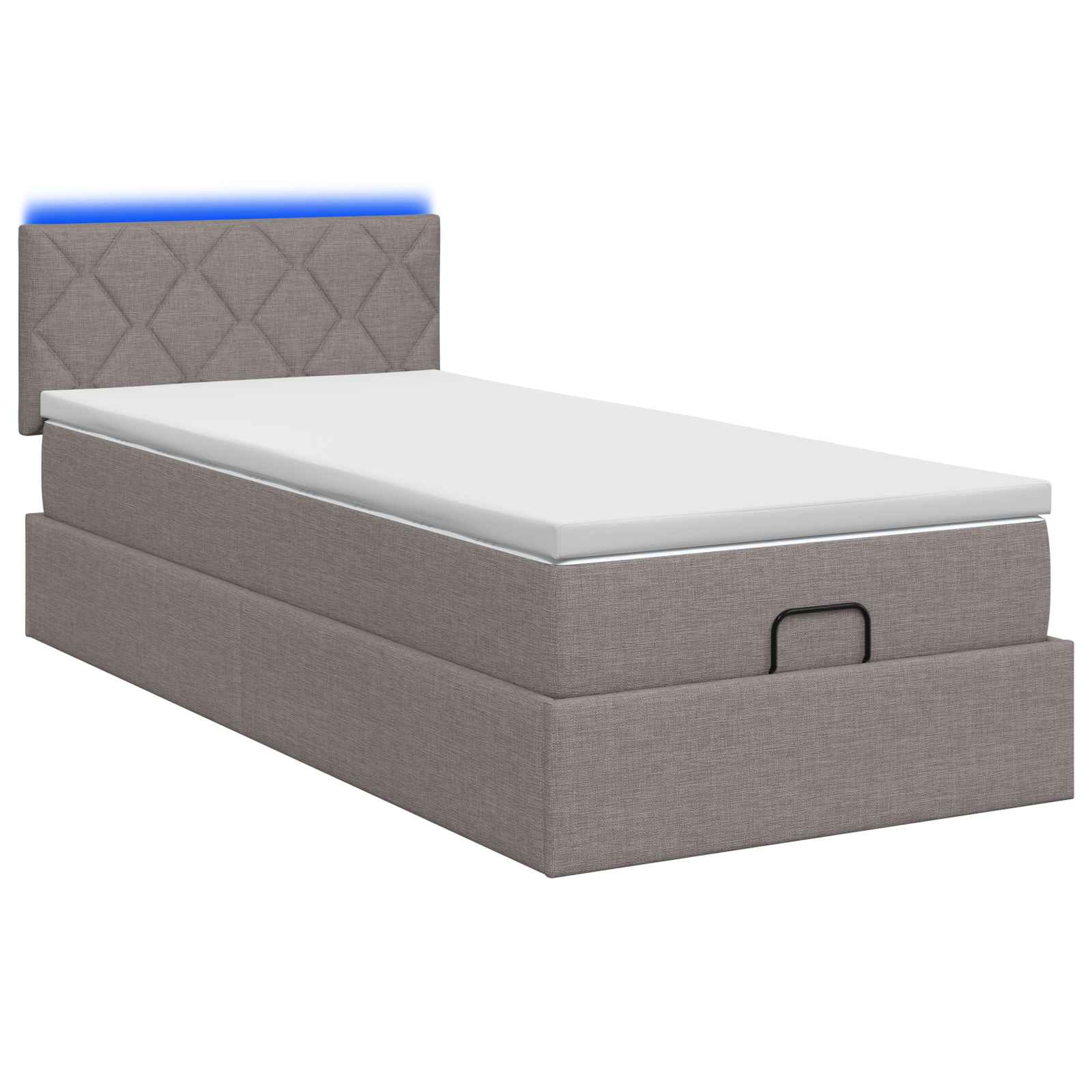 Lit coffre avec matelas et LED Taupe 90 x 190 cm Tissu - XIOS