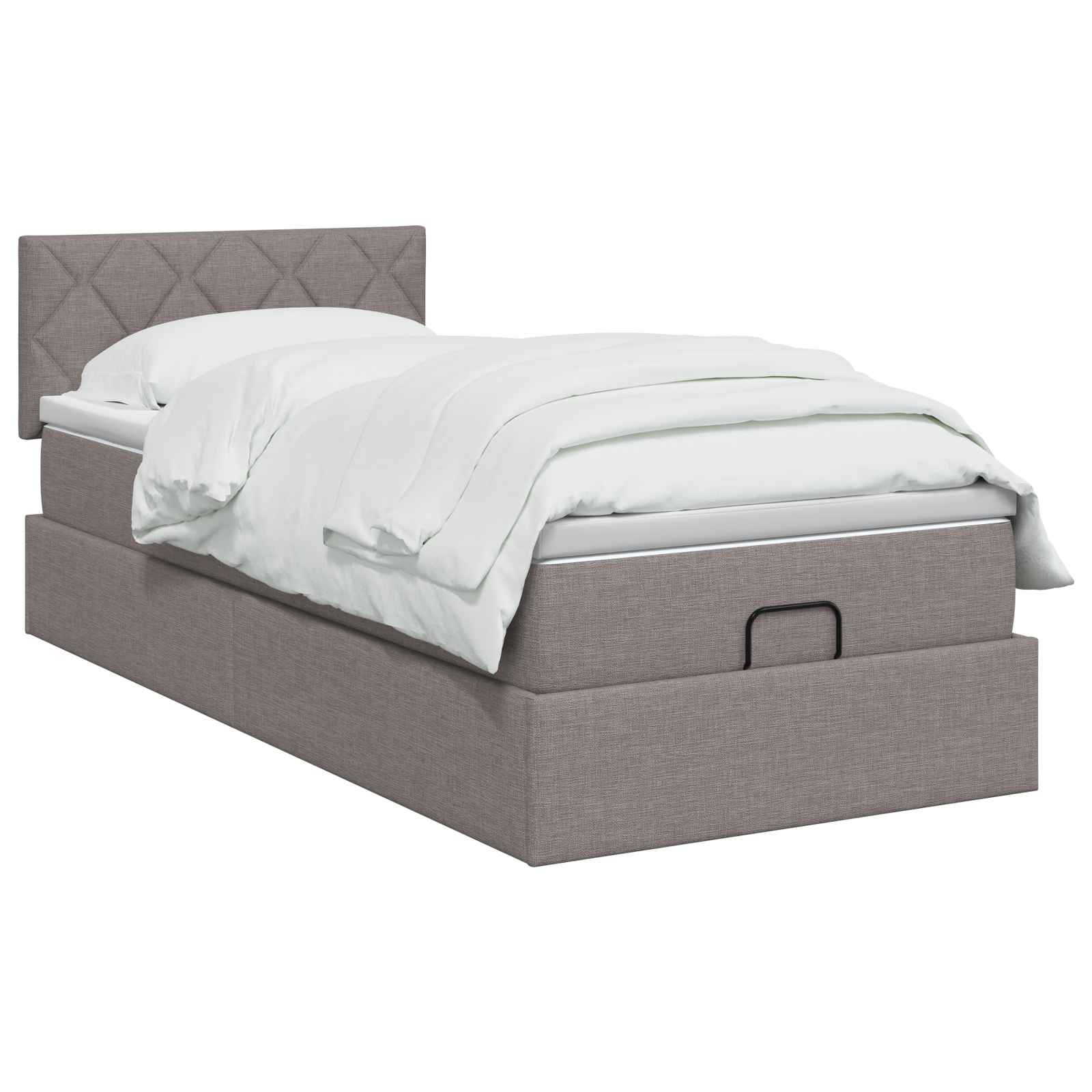 Lit coffre avec matelas et LED Taupe 90 x 190 cm Tissu - XIOS
