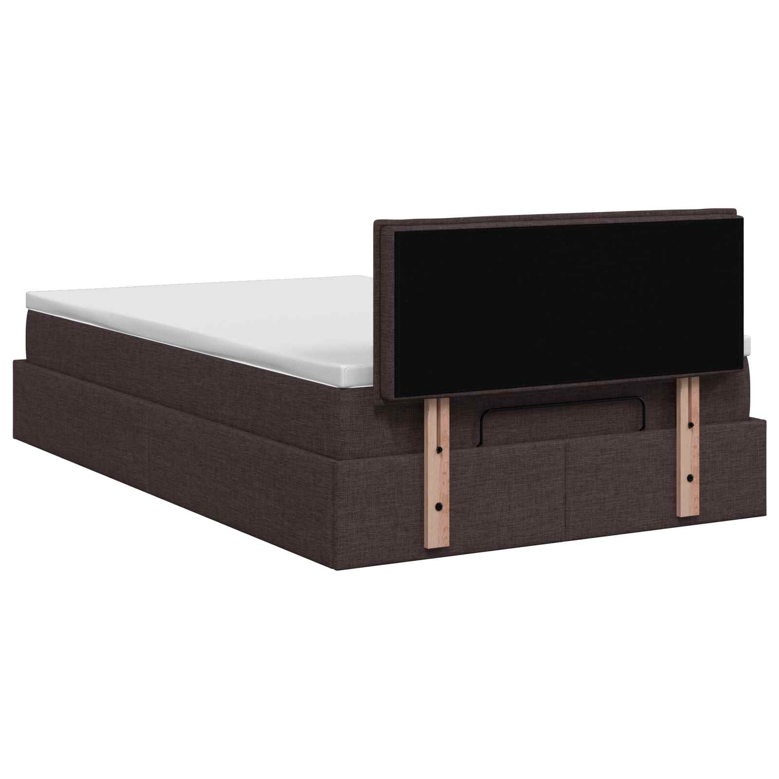 Lit coffre avec matelas et LED Marron foncé 120 x 190 cm Tissu