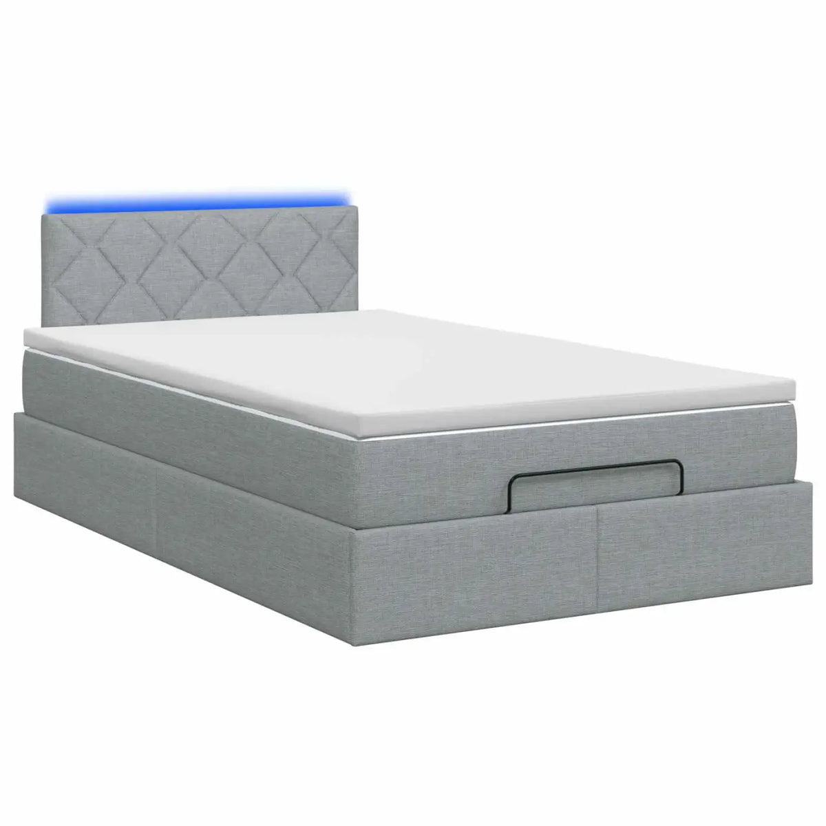 Lit coffre avec matelas et LED Gris clair 120 x 200 cm Tissu - XIOS