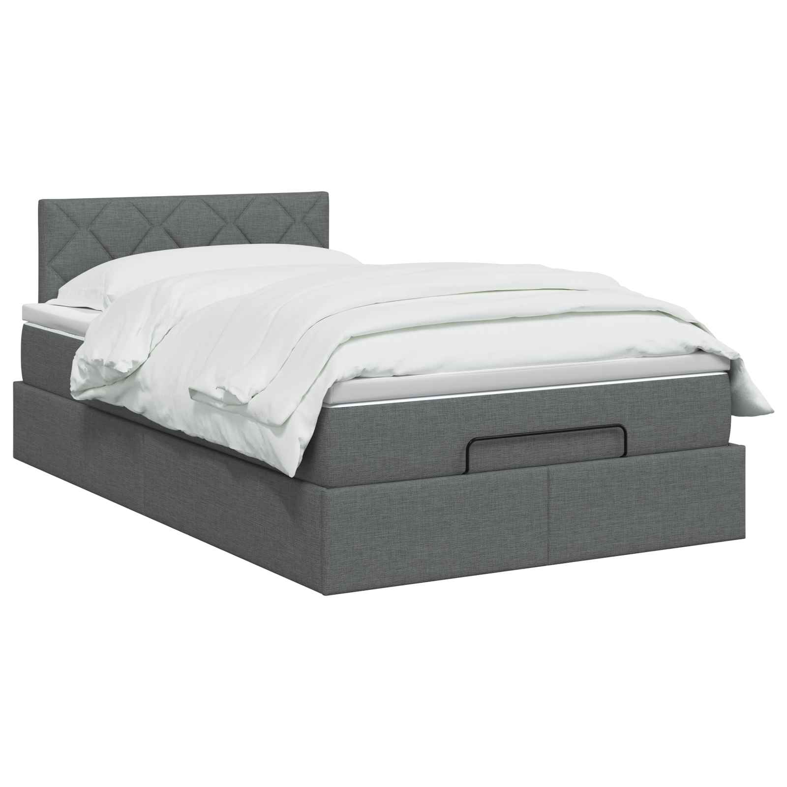 Lit coffre avec matelas et LED Gris foncé 120 x 200 cm Tissu