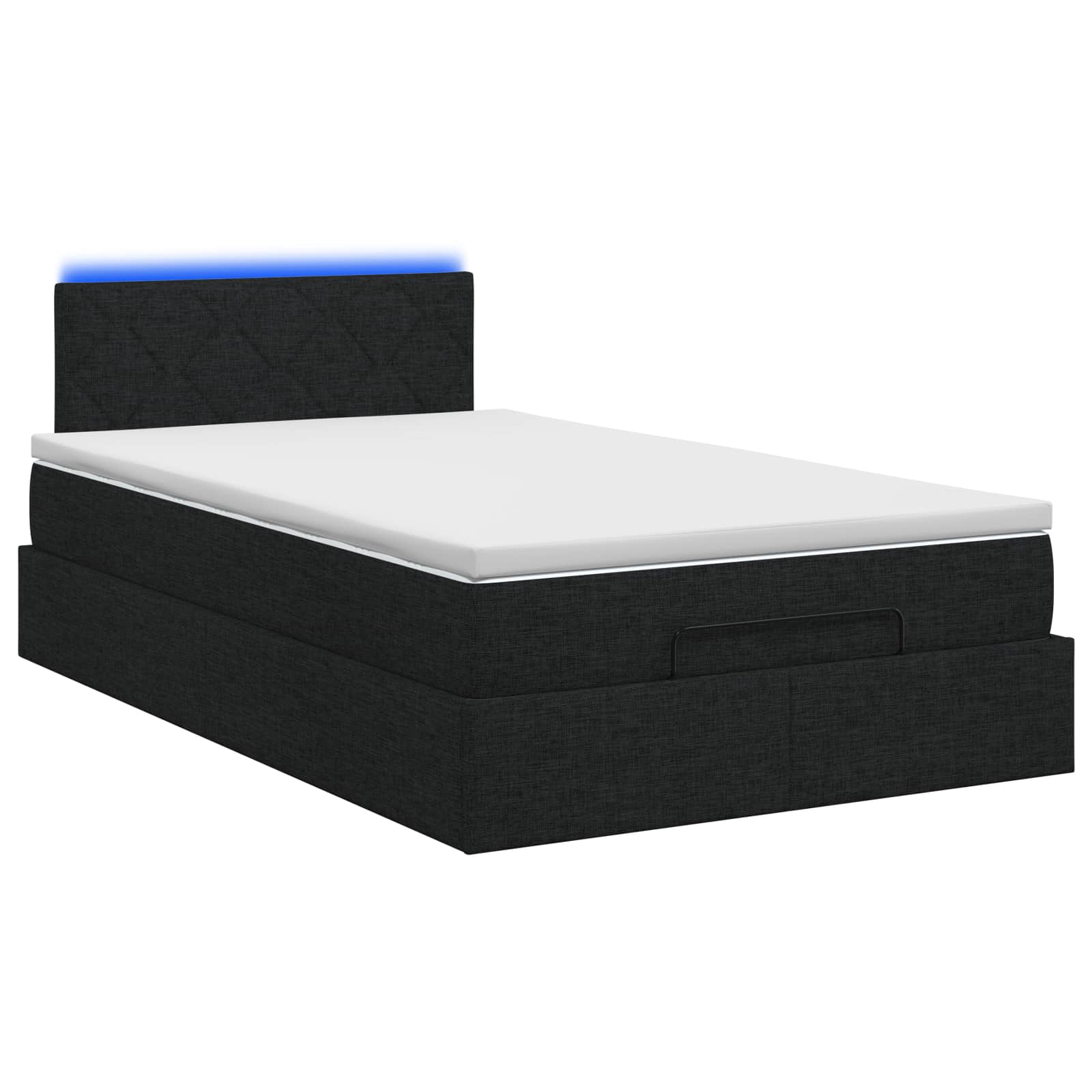 Lit coffre avec matelas et LED Noir 120 x 200 cm Tissu - XIOS