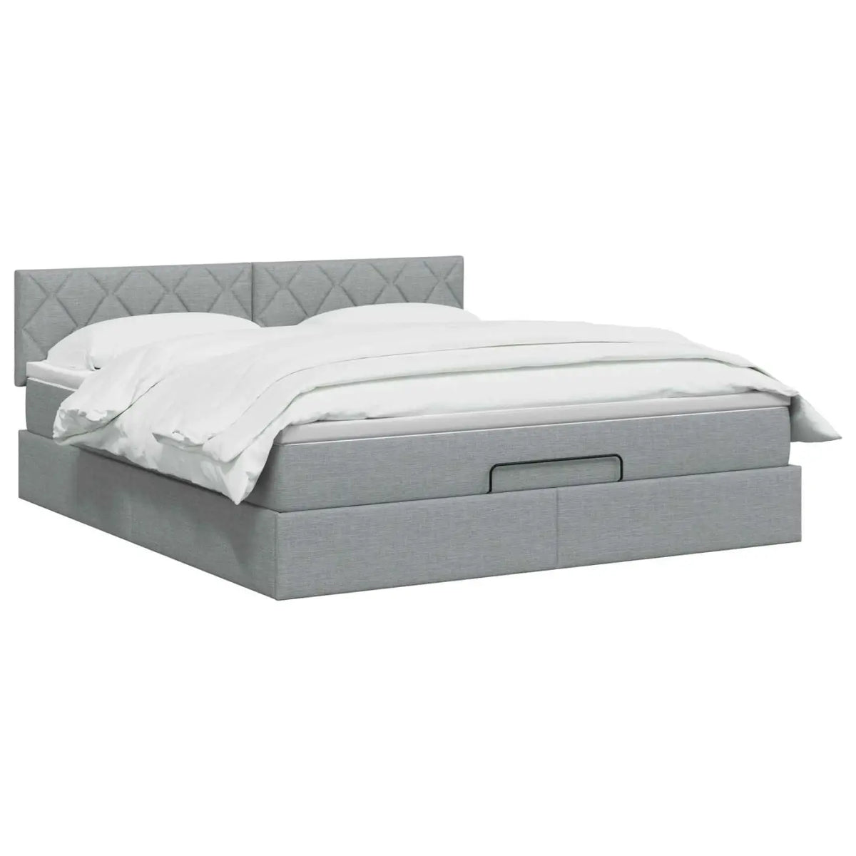 Lit coffre avec matelas et LED Gris clair 140 x 190 cm Tissu - XIOS