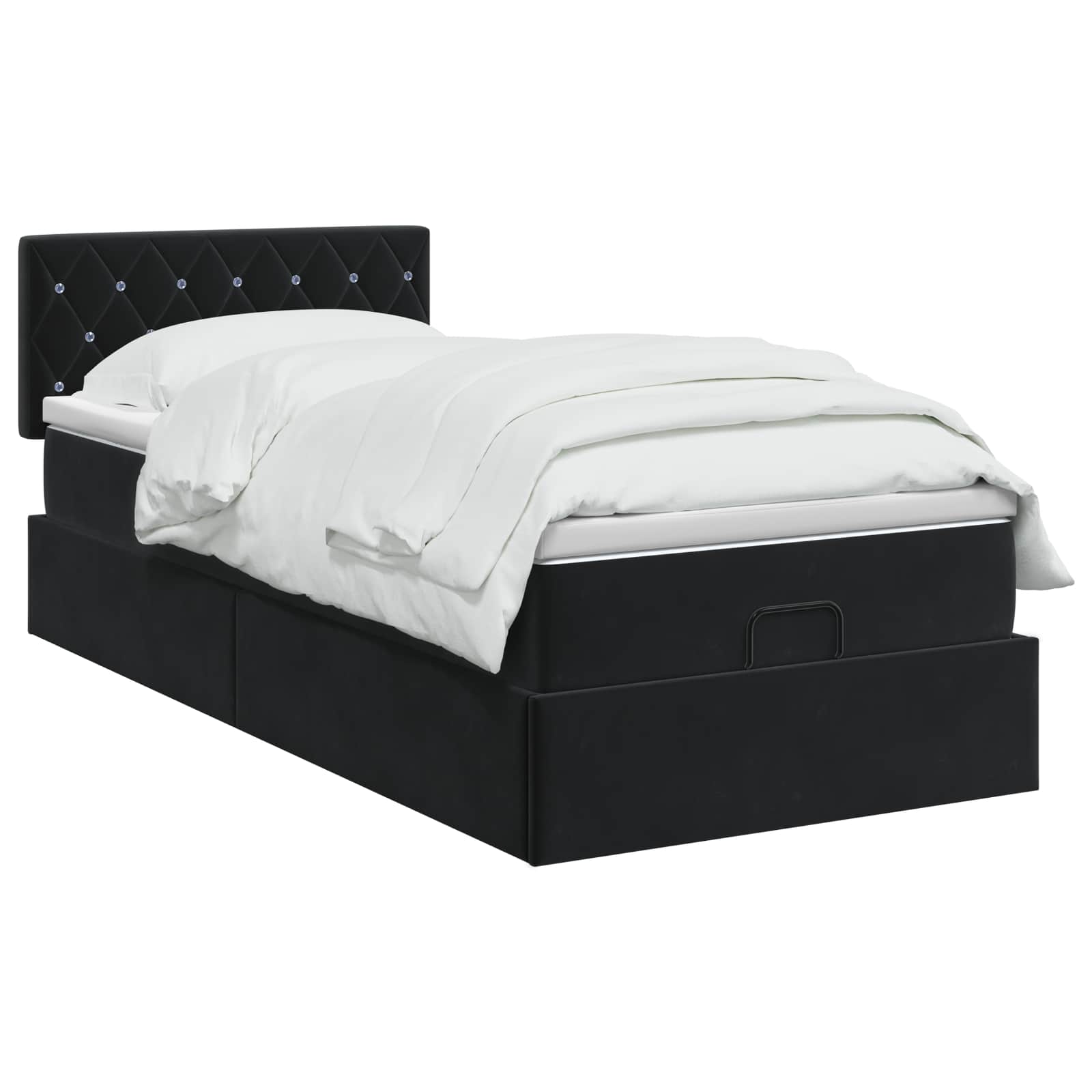 Lit coffre avec matelas et LED Noir 80 x 200 cm Velours - XIOS