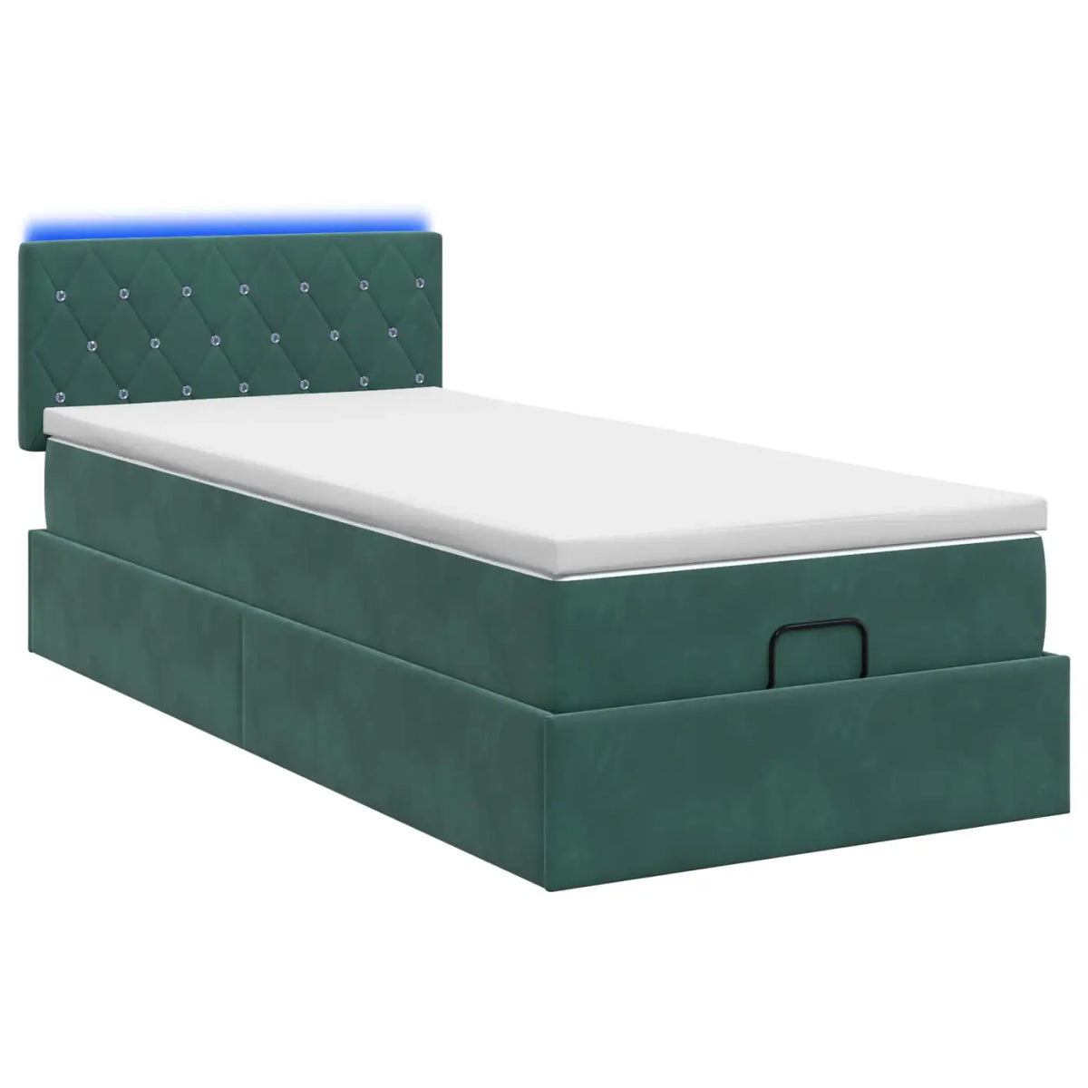 Lit coffre avec matelas et LED Vert foncé 80 x 200 cm Velours - XIOS