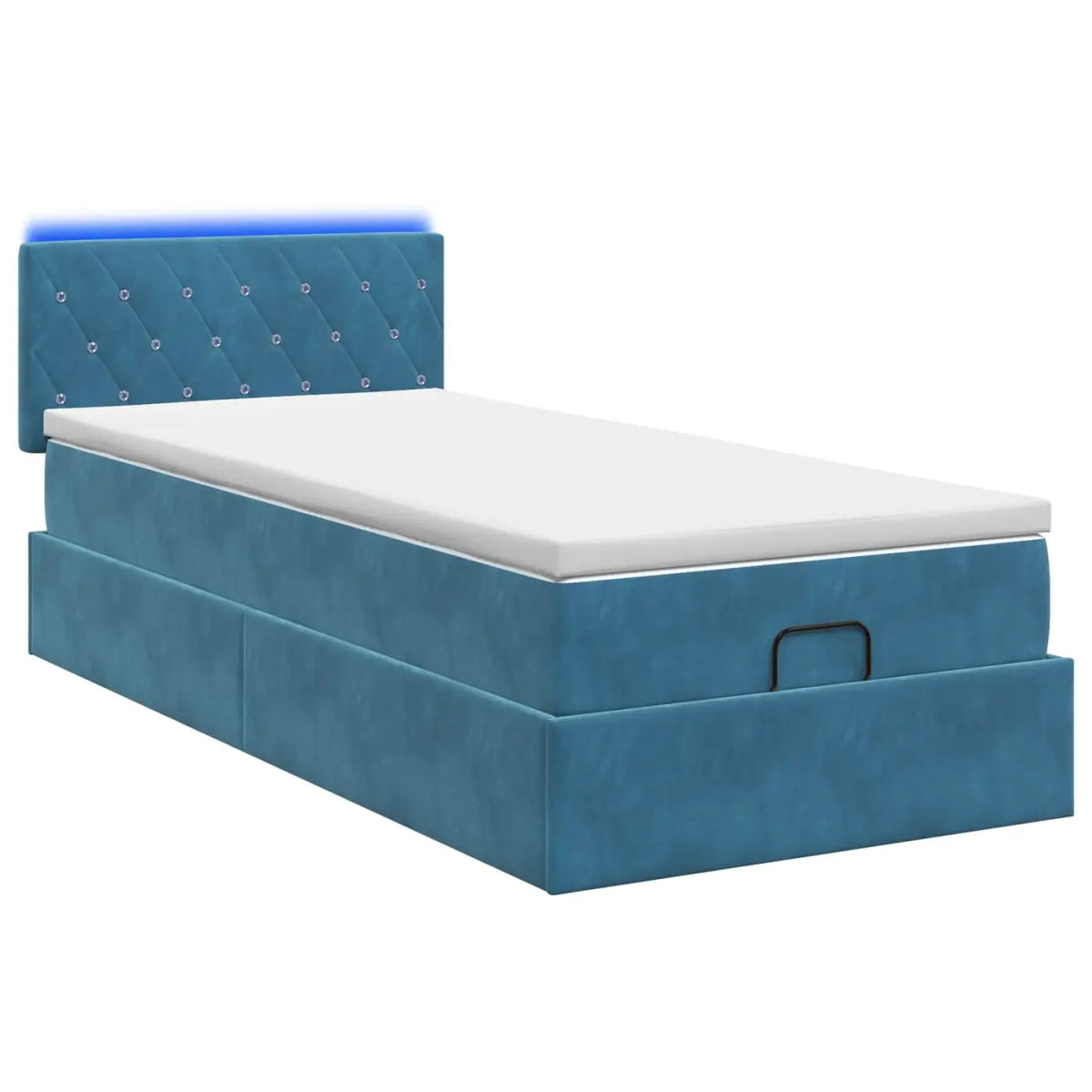 Lit coffre avec matelas et LED Bleu foncé 80 x 200 cm Velours - XIOS