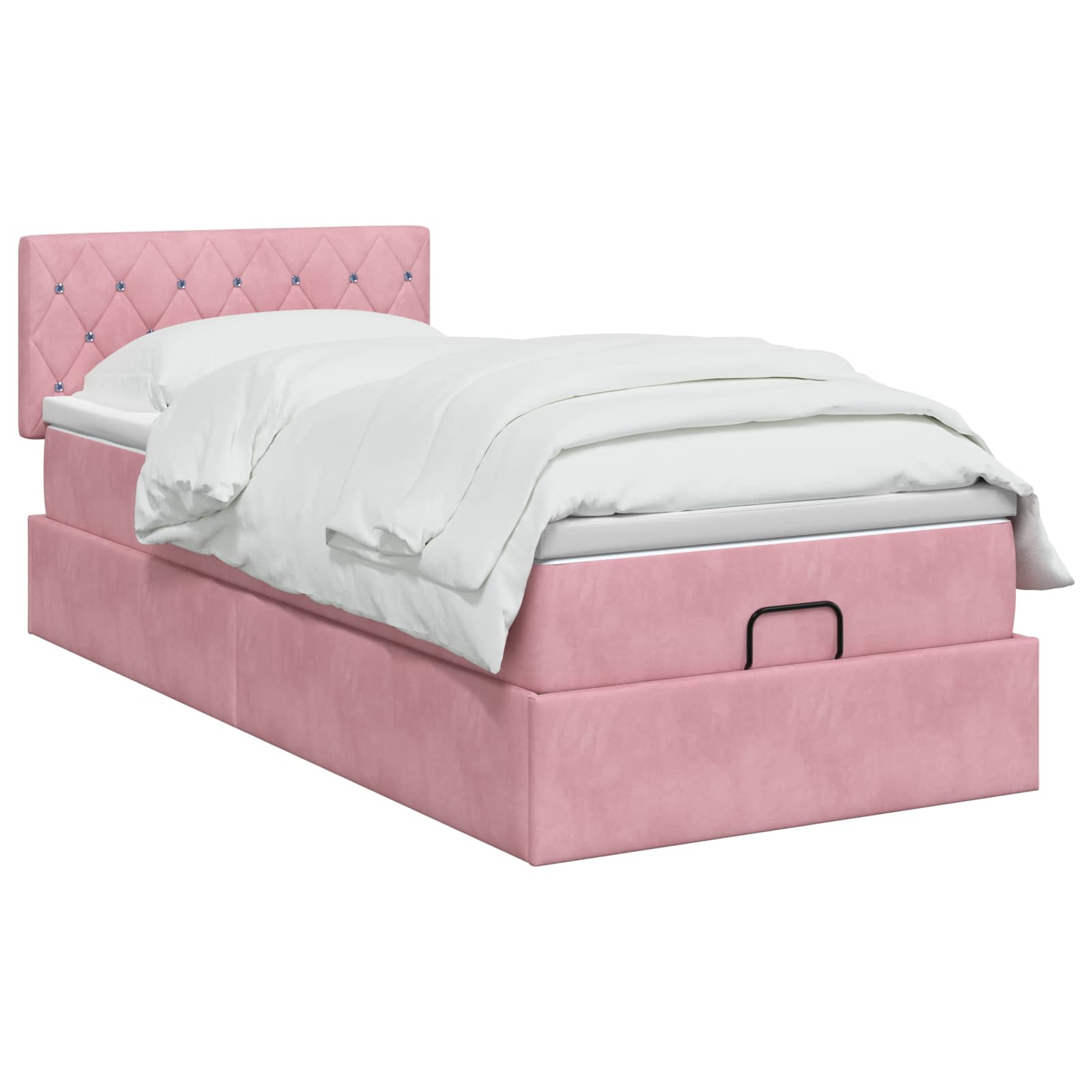 Lit coffre avec matelas et LED Rose 80 x 200 cm Velours - XIOS