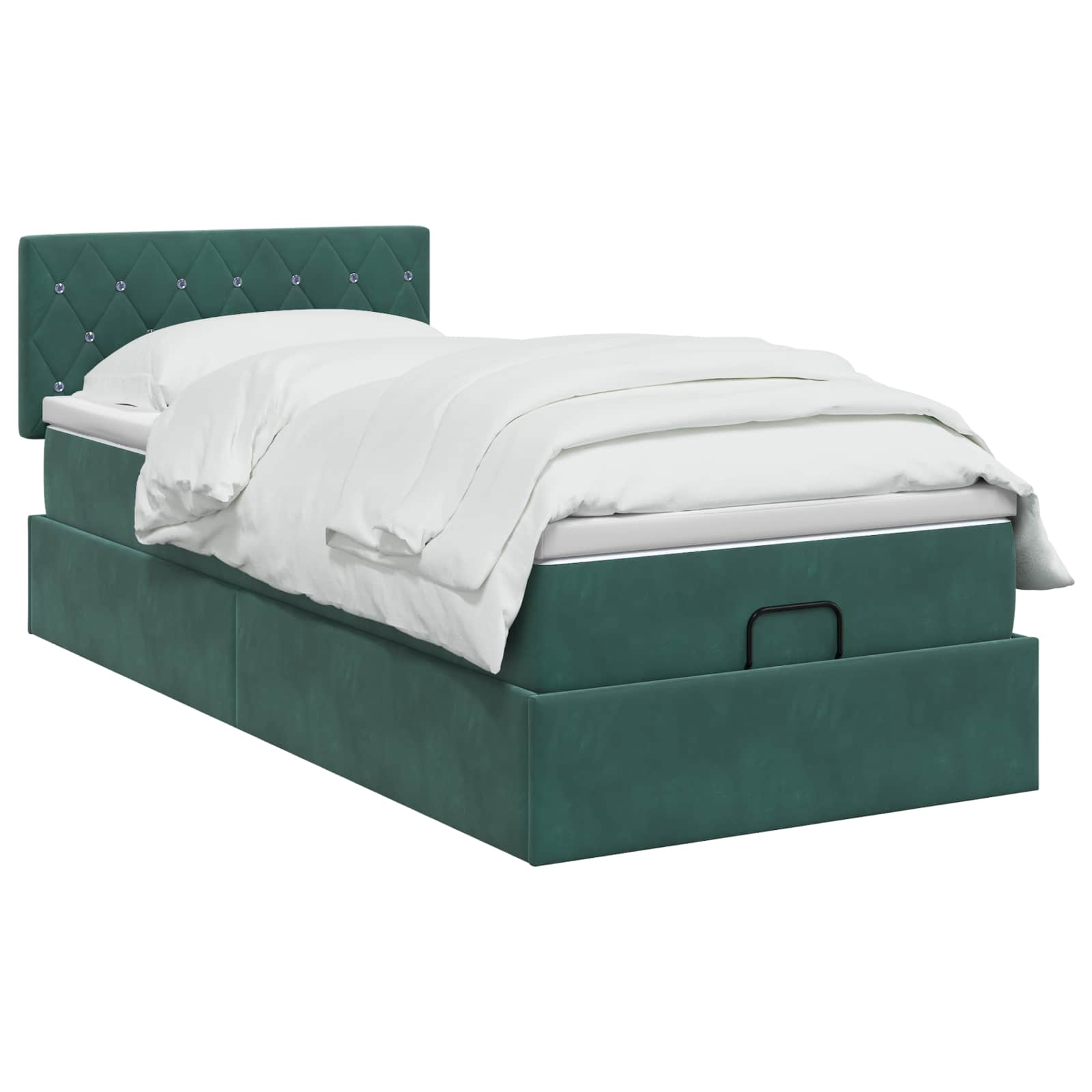 Lit coffre avec matelas et LED Vert foncé 90 x 190 cm Velours - XIOS