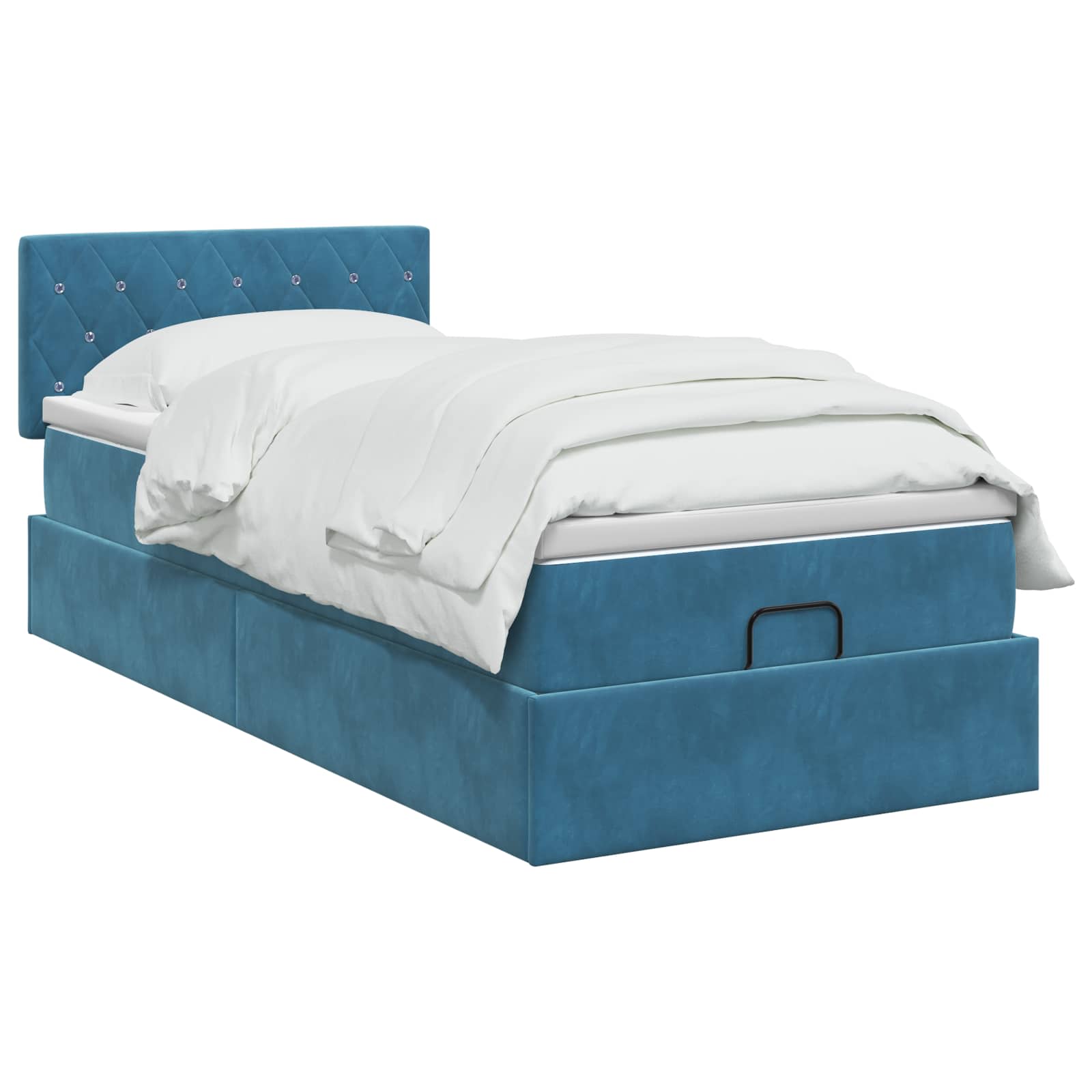 Lit coffre avec matelas et LED Bleu foncé 90 x 190 cm Velours - XIOS