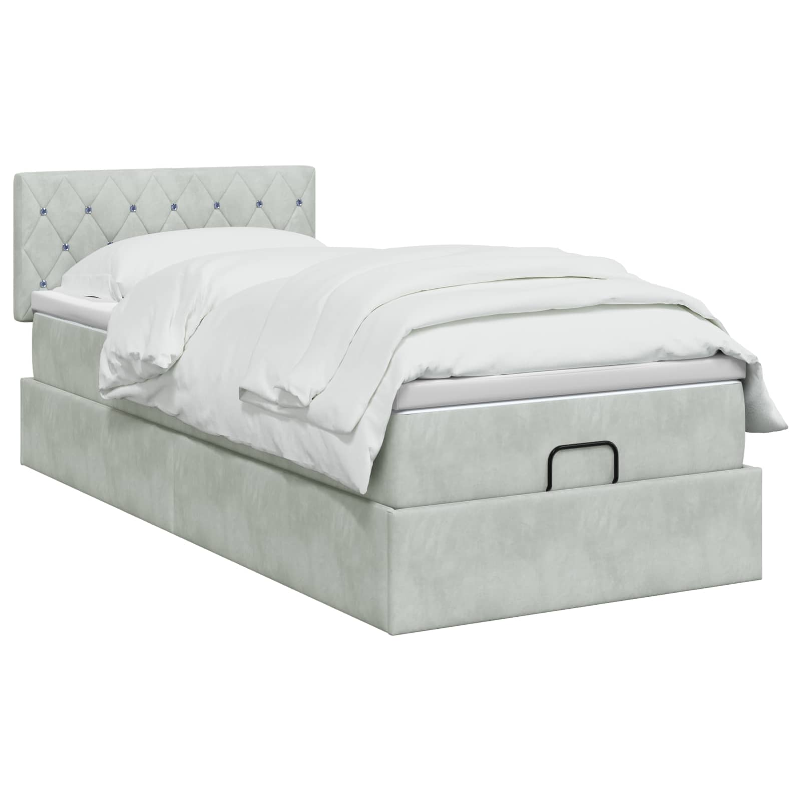 Lit coffre avec matelas et LED Gris clair 90 x 200 cm Velours - XIOS