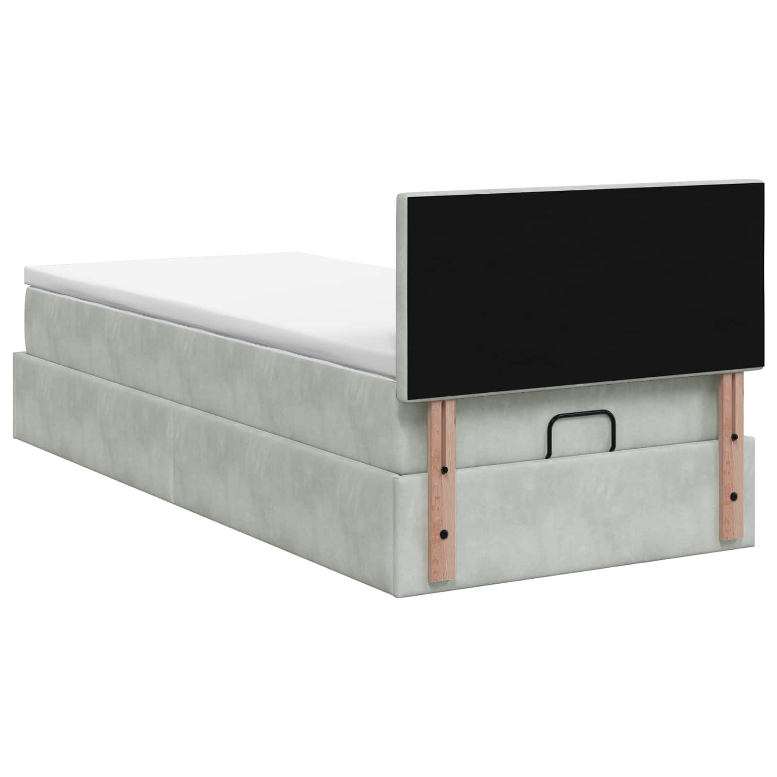 Lit coffre avec matelas et LED Gris clair 100 x 200 cm Velours - XIOS